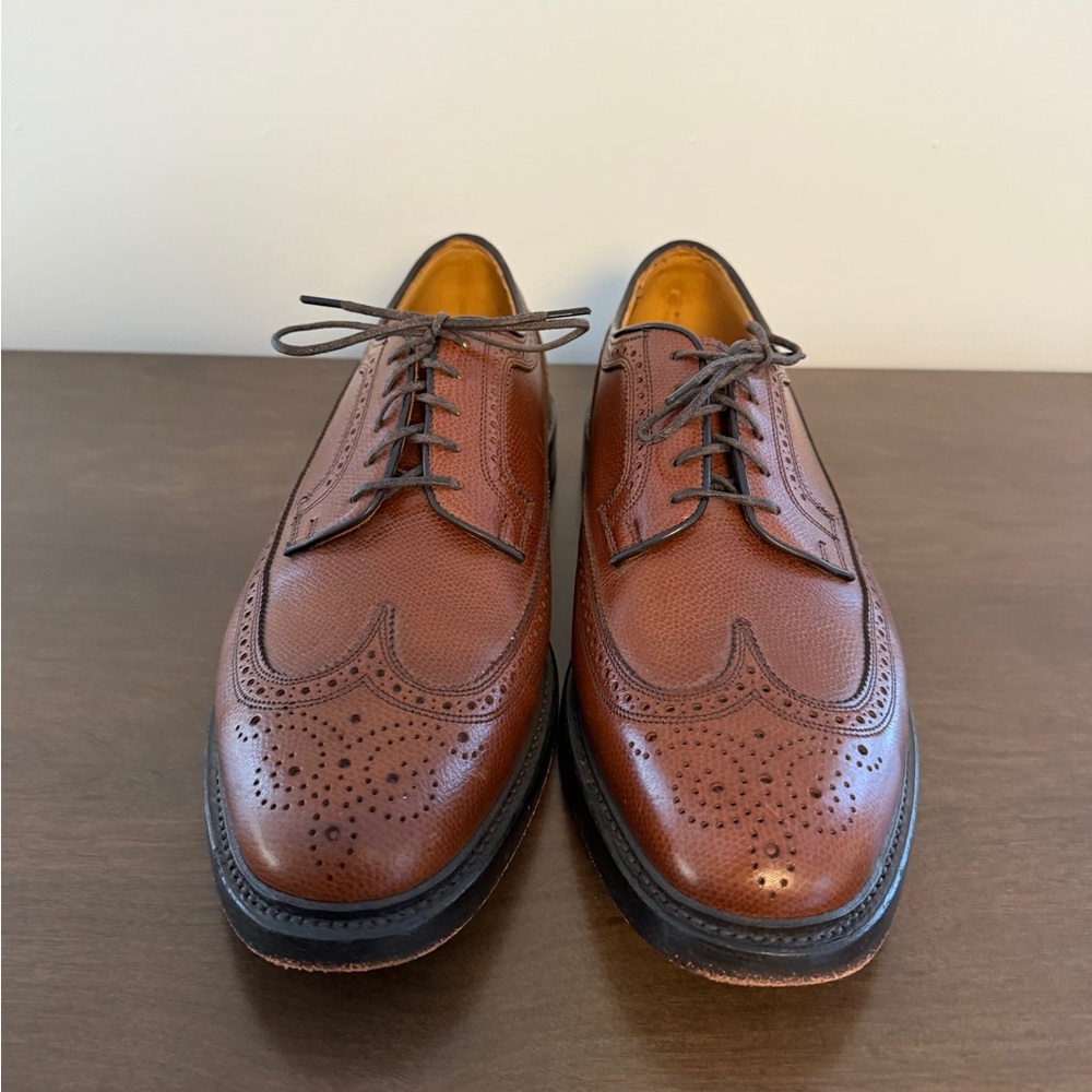 Floraheim Imperial Kenmore Longwing Oxford Men’s 11 D Tan Pebbled Leather Shoes